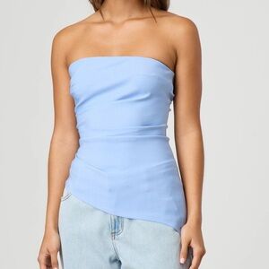 Glassons Blue Asymmetrical Strapless top